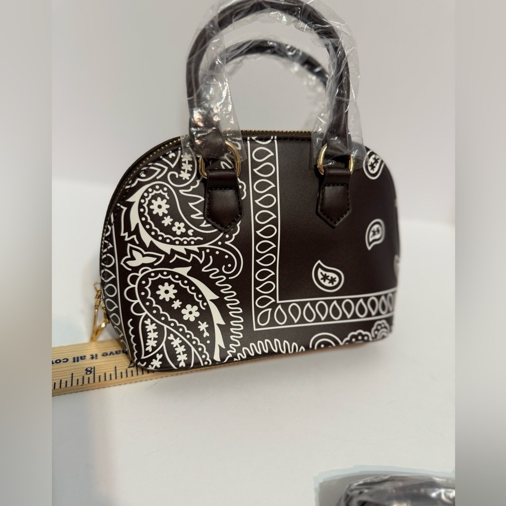 Brown And White Bandana Mini‎ Crossbody Bag